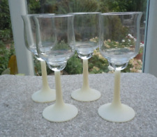 4 vintage Royal Leerdam Ambassador Frosted cream/white Stem Wine Glasses