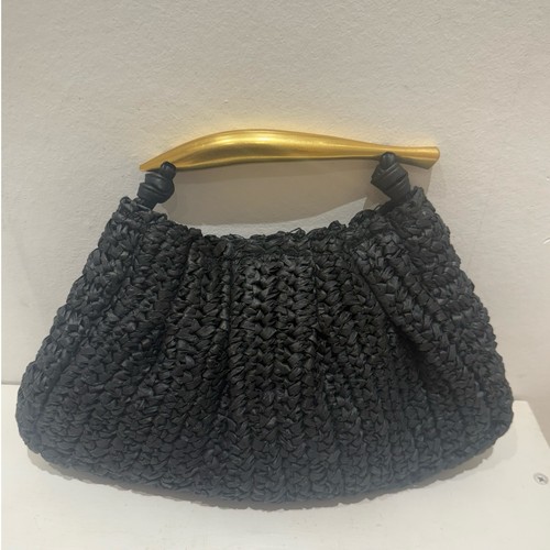 Black raffia handbag - raffia,
