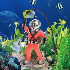Fish Tank Ornament Bubbling Treasure Diver Plastic Aquarium Air-operated Decor--