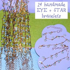24 Handmade Eye & Star Gold Tone Bracelets - Job Lot Wholesale Bulk Jewellery