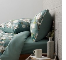 COZEE HOME COZY FLANNEL KNIT DOUBLE DUVET 4 PIECE SET SAGE GREEN FLORAL BNIP