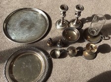 Barker Ellis Silver Plated Candle Sticks & Holders, Trays, Salt/pepper, Etc.lot.