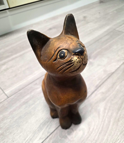 Wooden cat ornament figurine - wooden,
