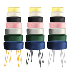 Round Velvet Footstool Ottoman