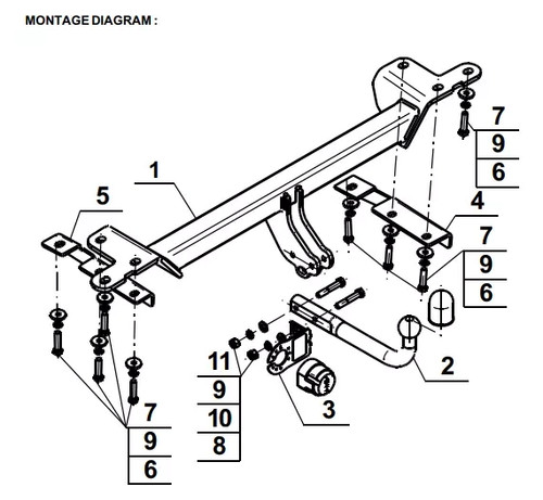 Swan neck tow - bar, for