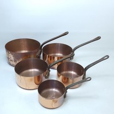 Set of 5 French Vintage Copper