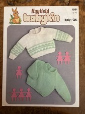Baby Knitting Patterns 4ply Jumpers 12-16” Hayfield 1591