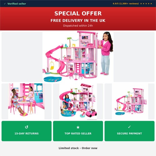Barbie dreamhouse doll playset - dreamhouse,