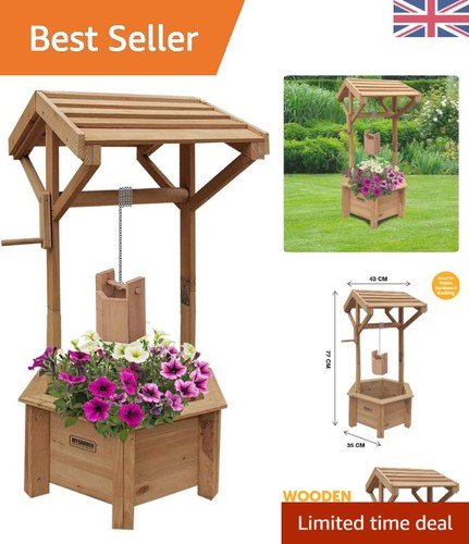 Wooden wishing well planter - wooden,
