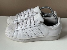 ADIDAS SUPERSTAR Unisex Junior White Leather Trainers UK 3