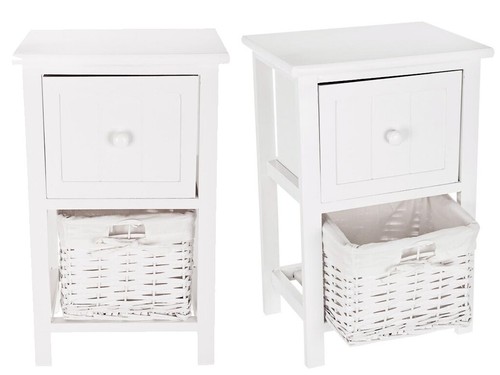 2pc white shabby - shabby, bedside