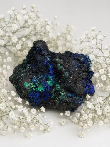Azurite malachite geode - azurite, on