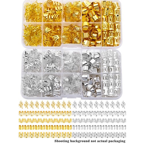 100pcs gold silver hair beads - gold,