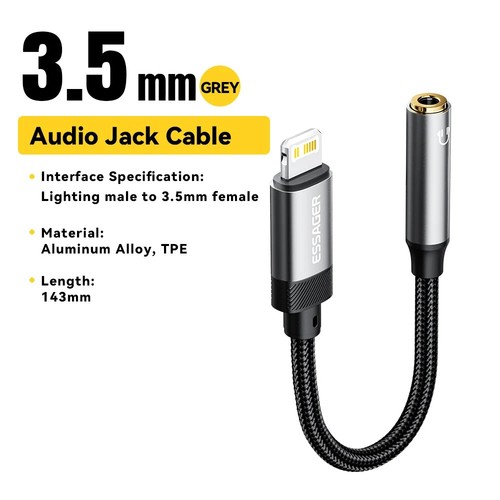 Lightning 5mm headphone - lightning, 3.5mm