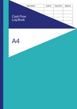 Cash Flow Log Book A4: Daily Petty Cash Ledger / Cashflow Notebook with Turquoi
