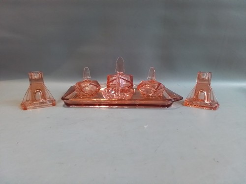 Art deco pink glass - art,