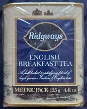 UNOPENED RIDGWAYS ENGLISH BREAKFAST TEA CADDY FROM THE 1970s - FACTORY SEALED