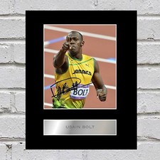 Usain Bolt Signed Mounted Photo Display Olympic Champion