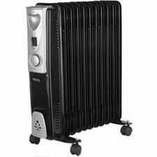 11 Fin Oil Filled Radiator 2500W Electric Portable Heater 3 Heat Thermostat UK