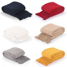 100% Cotton Woven Extra Large Sofa Bed Cosy Batten Throw Jumbo Blanket