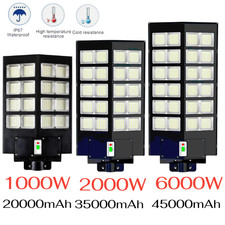 6000W LED Commercial Solar Street Light Motion Sensor Dusk-to-Dawn Road Lamp UK