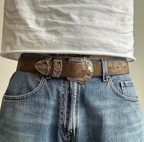 Mens leather cowboy belt - mens,