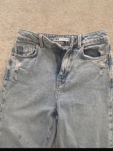 Zara light wash distressed mom - zara,