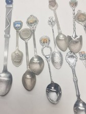 Lot of 17 Vintage Various Collectible Souvenir Travel Spoons Worldwide, Enameled
