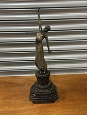 Beautiful Art Deco Bronze Figure - Dancing Statue On Marble By D H Chiparus