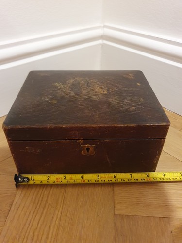 Antique leather covered box - leather, by