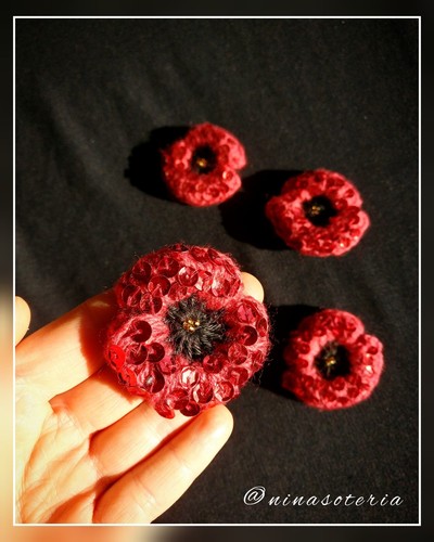 Red poppy handmade glitter - poppy,, handmade,