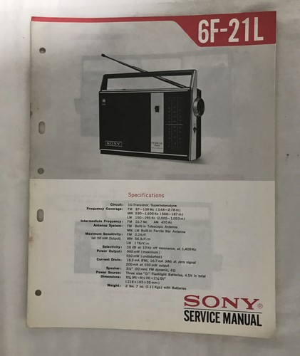 Sony 21l transistor radio - sony, 6f-21l