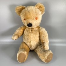 Vintage Merrythought Golden Mohair Teddy Bear 20in Jointed No Full Tag 1960s