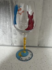 LOLITA  “KIND OF ON A DIET” HAND PAINTED WINE GLASS HIGHLY COLLECTABLE