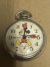 Genuine Walt Disney Productions Mechanical Mickey Mouse Pocket Watch By Bradley