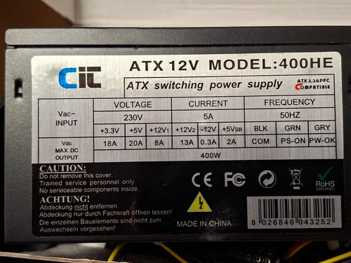 Cit 400w 12v atx power - 400w, supply