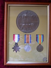 Frame for WW1 Medals 1914 or 15 Star BWM & Victory Medals & Memorial Plaque 