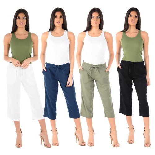 Ladies linen quarter trouser - linen,