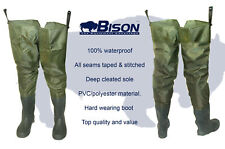 BISON PVC / NYLON THIGH HIP WADERS SIZES 6 to 12