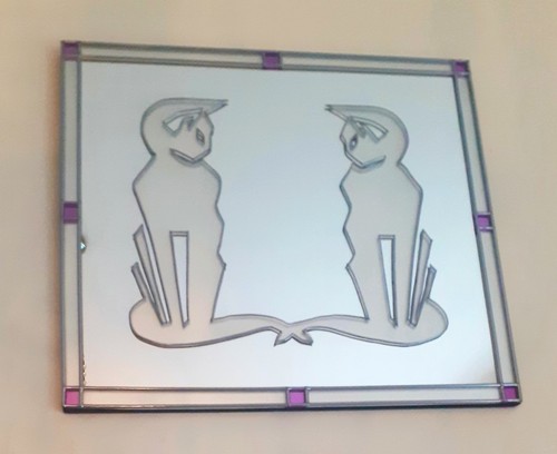Art deco cats mirror x - deco,