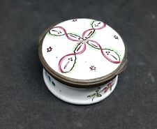 18thC Bilston Enamel Patch Box Pink & Green Stylised Cross & Flowers