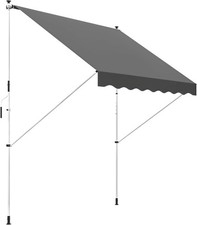 Balcony Manual Adjustable Awning DIY Patio Clamp Awning Canopy, Grey