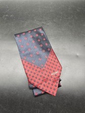 Moschino Mens Neck Tie Red Blue Embroidered Silk Made In Italy Spellout