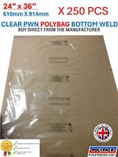 x250 Large Clear Polythene Plastic Bags 24" x 36" PRINTED WARNING NOTE