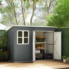 8.5 X 6ft Galvanized Steel Garden Shed Metal Shed with Foundation Kit, Gray