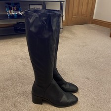 Zara black pull on block heel zip up  boots  size 5 EU 38