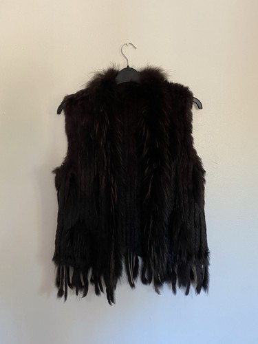 Brown fur gilet size - brown,