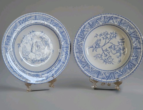Vintage blue white plates - blue, &