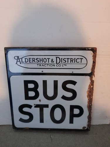 Bus stop enamel sign - ., vintage