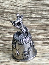 PEWTER THIMBLE-MOUSE PLAYING A
